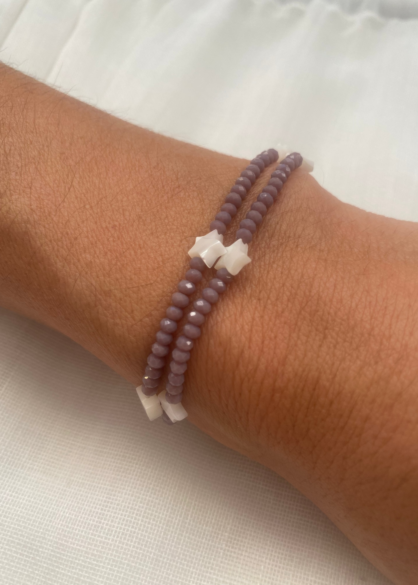 Pulsera doble estrellas nácar